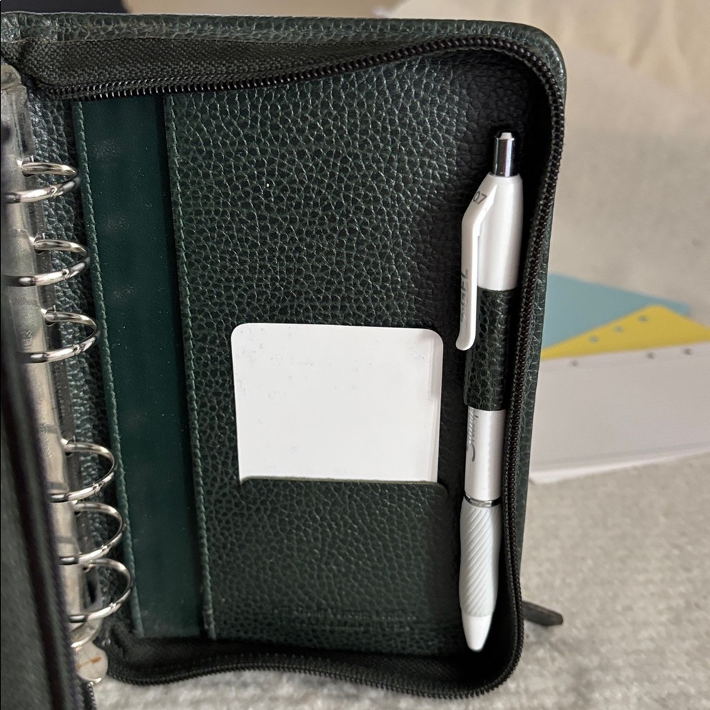 Analog: Franklin Quest All Leather Pocket Zipper Binder +Extras ; Made in USA - Picture 9 of 11